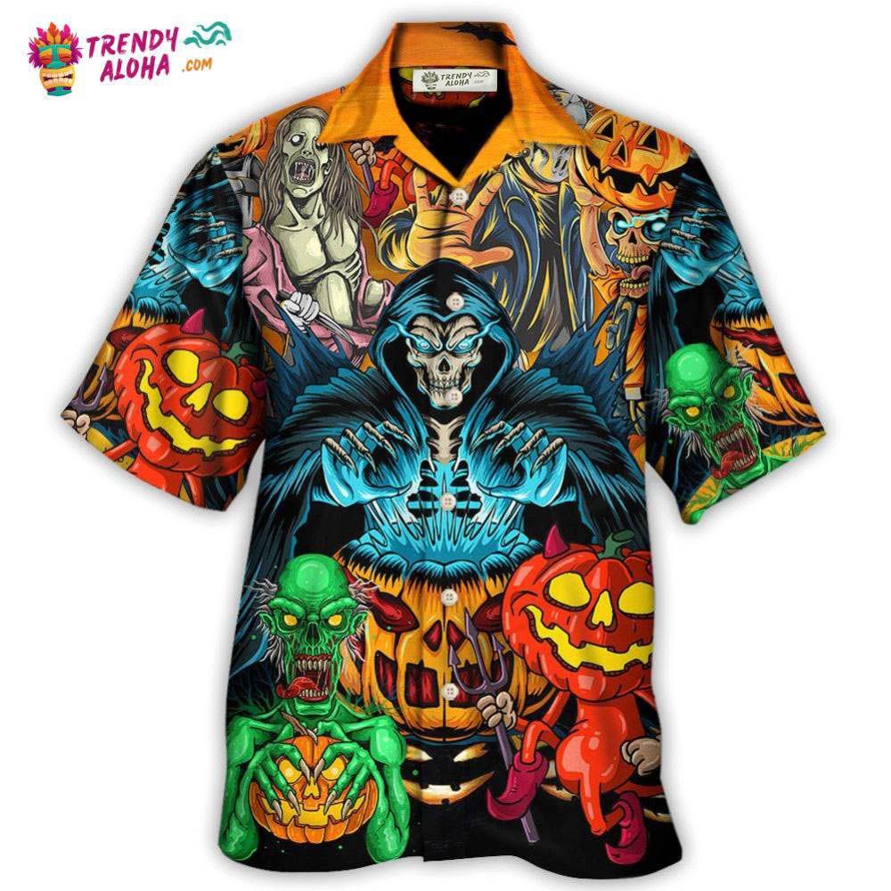 Halloween Scary Skull Pumpkin Horror Art Style - Adult & Kids T-Shirts, Sweatshirts & Hoodies apparel design preview 1