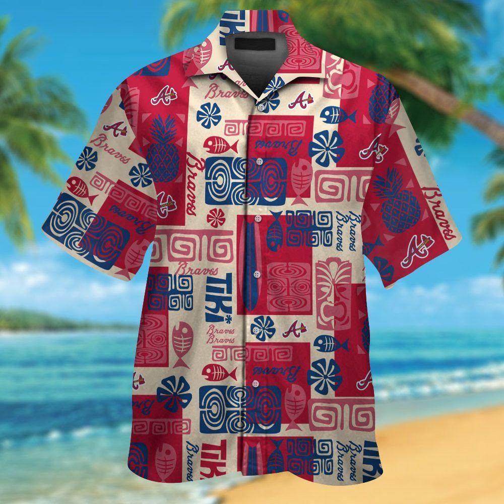 Hawaiian Atlanta Braves Tropical Short Sleeve Button - Adult & Kids T-Shirts, Sweatshirts & Hoodies apparel design preview 1