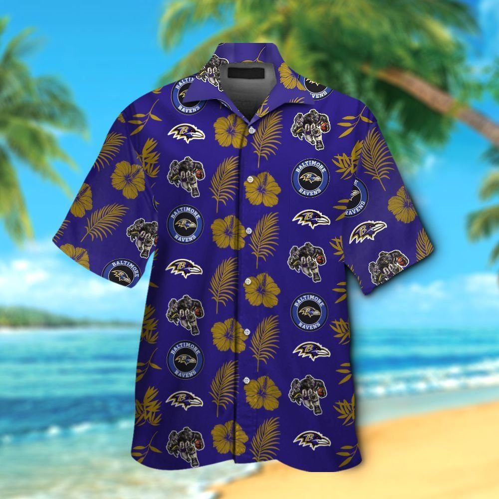 Hawaiian Baltimore Ravens Tropical Short Sleeve - Adult & Kids T-Shirts, Sweatshirts & Hoodies apparel design preview 1