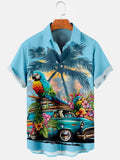 Hawaiian Coconut Palm Parrot Car Men's - Adult & Kids T-Shirts, Sweatshirts & Hoodies apparel design preview 1