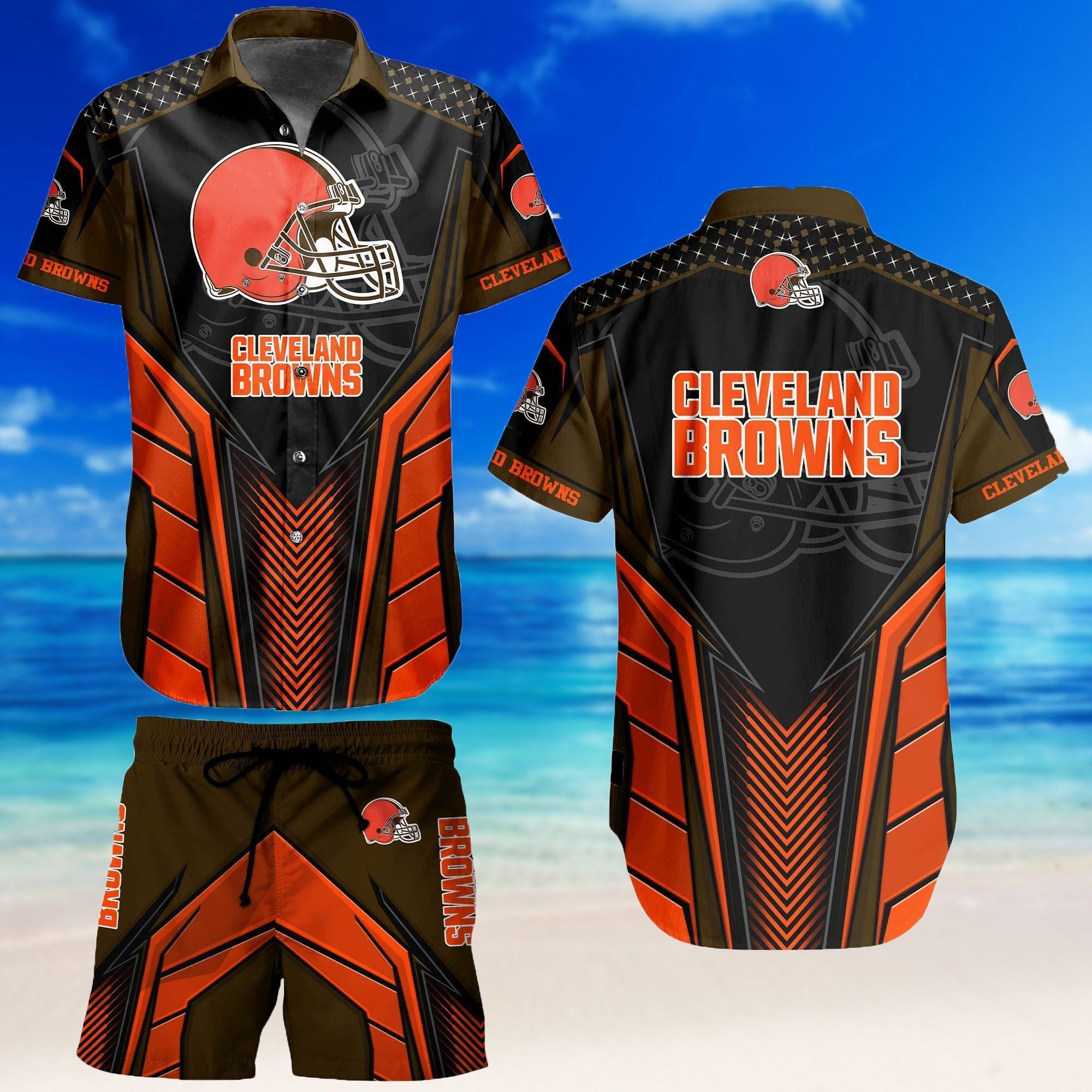 Hawaiian Set Cleveland Browns Collection Short - Adult & Kids T-Shirts, Sweatshirts & Hoodies apparel design preview 1