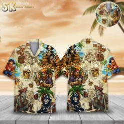 Skeleton Pirate Hawaiian For Men Women Treasure Chest - Adult & Kids T-Shirts, Sweatshirts & Hoodies apparel design preview 1