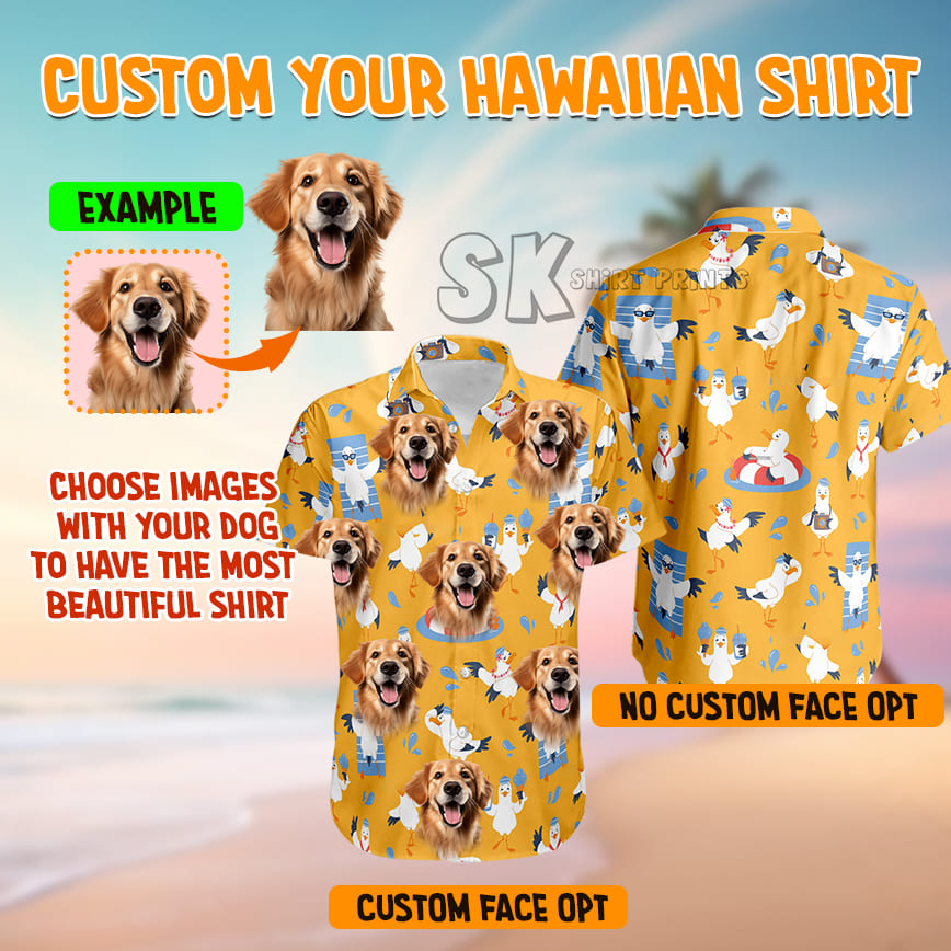 Custom dog face Hawaiian example - Adult & Kids T-Shirts, Sweatshirts & Hoodies apparel design preview 1