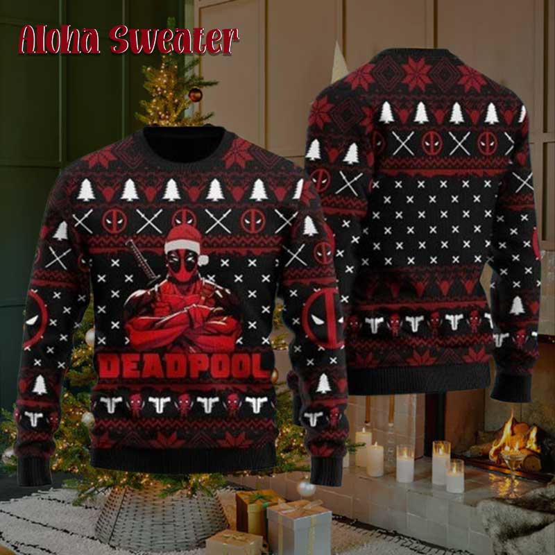 Hero Santa Hat Christmas Deadpool Ugly Christmas Sweater - Holiday Gift product image