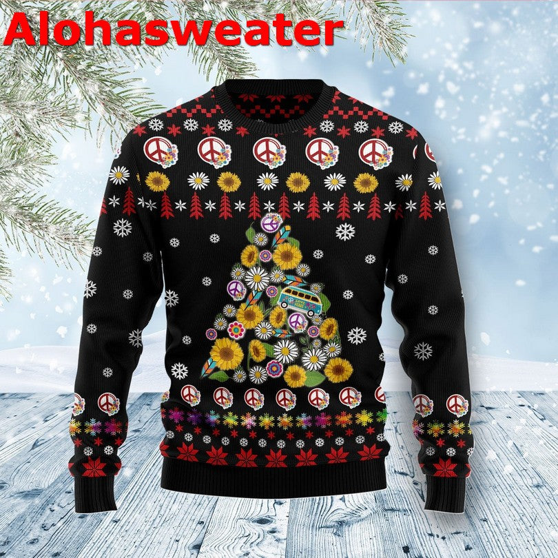 Hippie Car merry Christmas Sweater - Holiday Gift product image 3