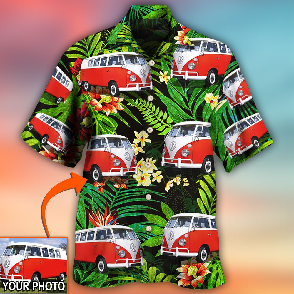 Hippie Van Volkswagen Camper Tropical Flower Custom - Adult & Kids T-Shirts, Sweatshirts & Hoodies apparel design preview 1
