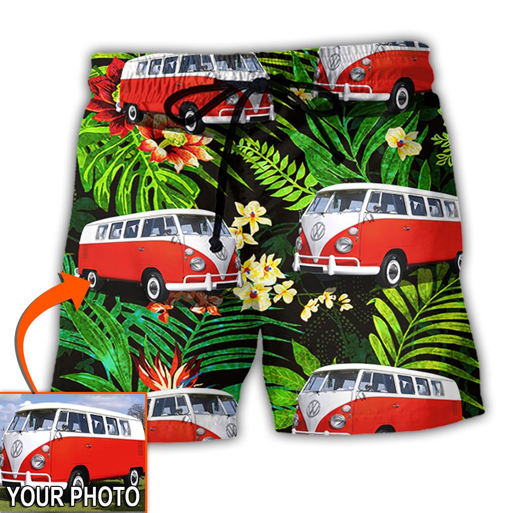 Hippie Van Volkswagen Camper Tropical Flower Custom - Adult & Kids T-Shirts, Sweatshirts & Hoodies apparel design preview 1