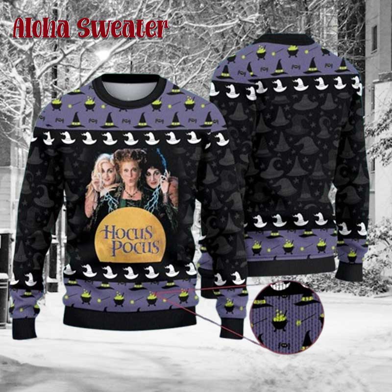 Hocus Pocus 2 Sanderson Sisters Witch Hat Cauldron Ugly Christmas Sweater - Holiday Gift product image