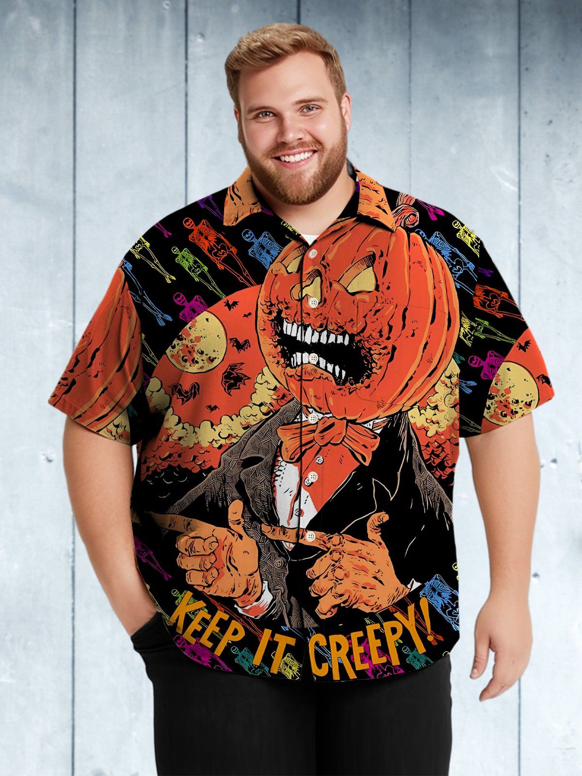 Holidays Big Tall Scary Pumpkin Hawaiian Horror Party - Adult & Kids T-Shirts, Sweatshirts & Hoodies apparel design preview 1