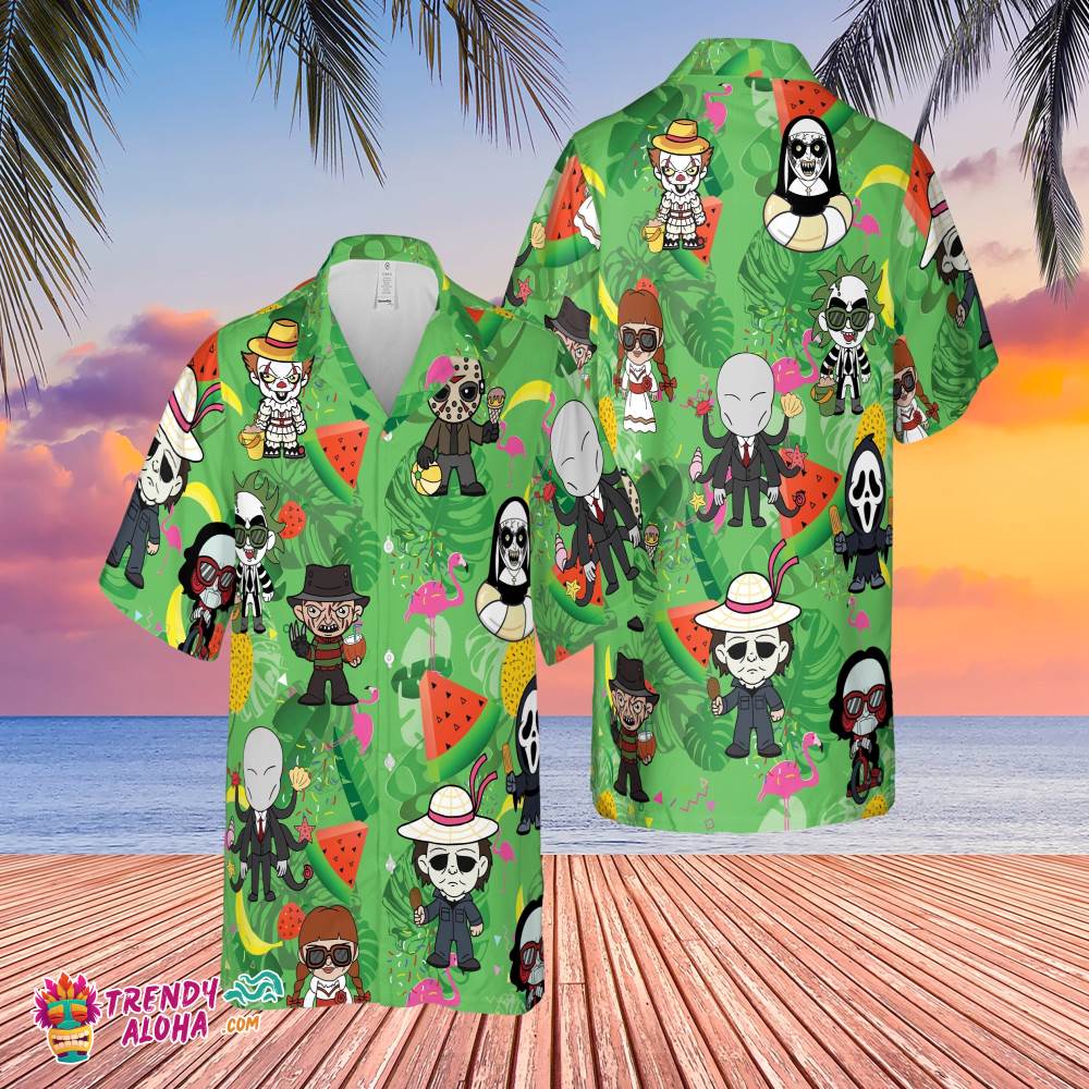 Horror Hawaiian Tropical Button Aloha Vibes Beach - Adult & Kids T-Shirts, Sweatshirts & Hoodies apparel design preview 1