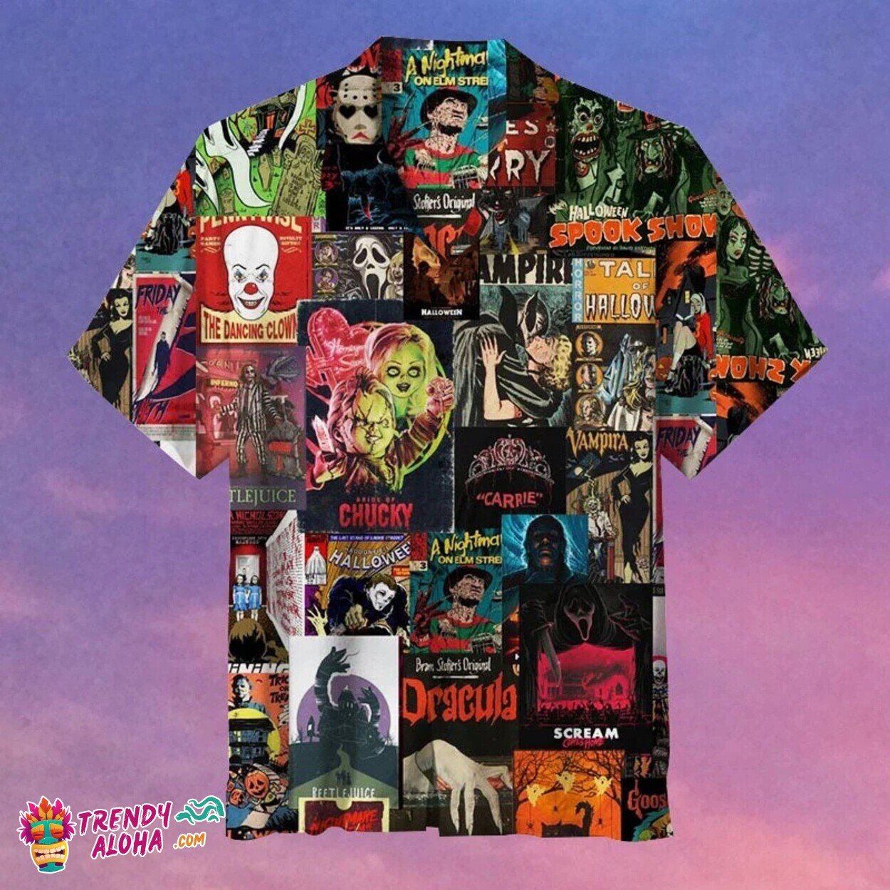 Horror Movie Characters Collage Scary Summer Hawaiian - Adult & Kids T-Shirts, Sweatshirts & Hoodies apparel design preview 1
