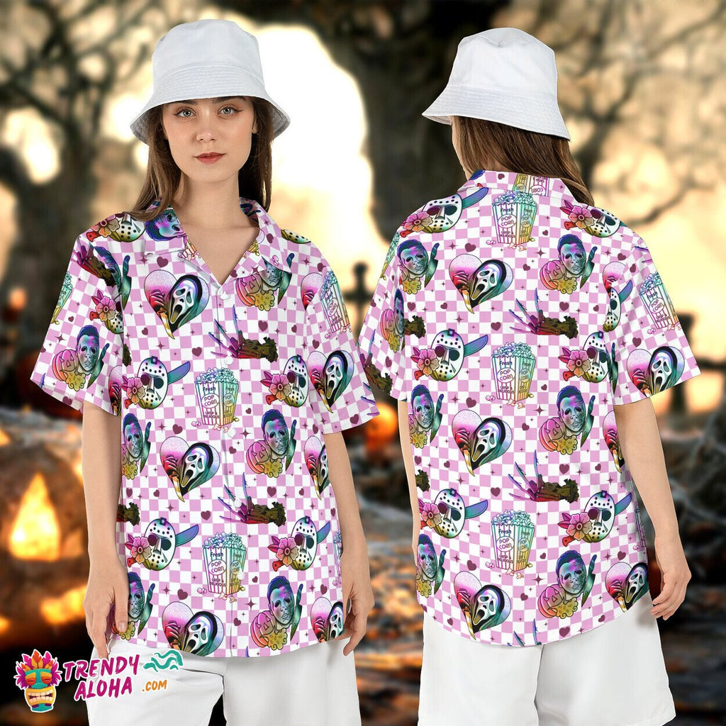 Horror Movies Checkered Halloween Killers Scary Aloha - Adult & Kids T-Shirts, Sweatshirts & Hoodies apparel design preview 1