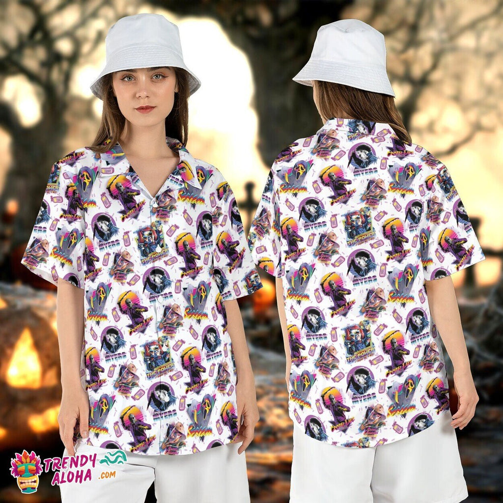 Horror Movies Neon Halloween Characters Killer Aloha - Adult & Kids T-Shirts, Sweatshirts & Hoodies apparel design preview 1