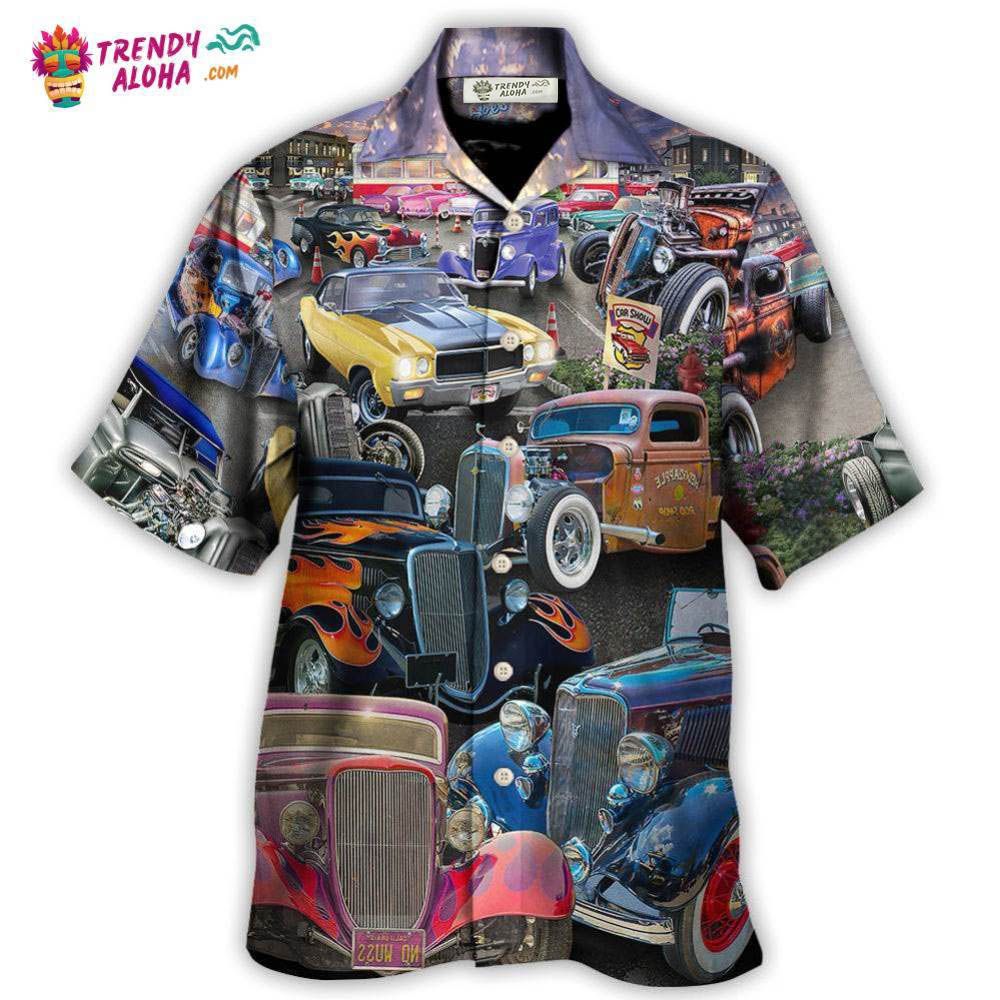 Hot Rod Diner Car Show Hawaiian Trendy Aloha - Adult & Kids T-Shirts, Sweatshirts & Hoodies apparel design preview 1