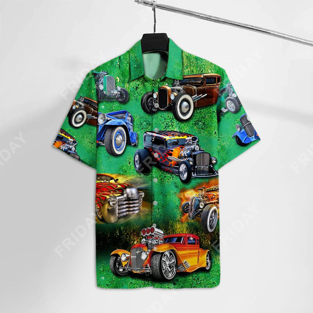 Hot Rod Hawaiian Iconic Cars Green Hawaii Aloha - Adult & Kids T-Shirts, Sweatshirts & Hoodies apparel design preview 1