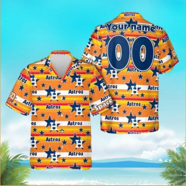 Houston Astros Galactic Stripes Personalized Hawaiian - Adult & Kids T-Shirts, Sweatshirts & Hoodies apparel design preview 1