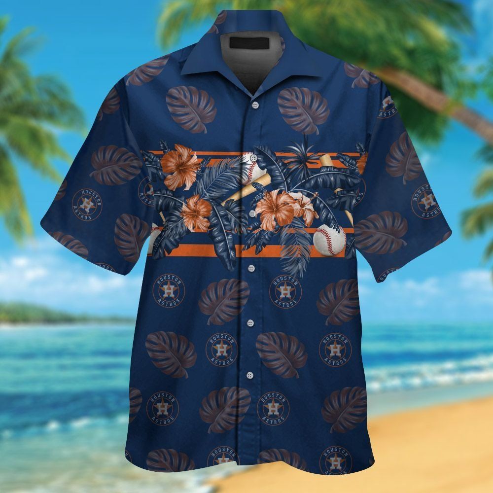 Houston Astros Short Sleeve Button Up Tropical - Adult & Kids T-Shirts, Sweatshirts & Hoodies apparel design preview 1
