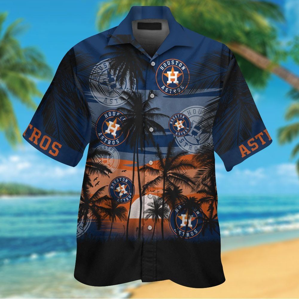 Houston Astros Short Sleeve Button Up Tropical - Adult & Kids T-Shirts, Sweatshirts & Hoodies apparel design preview 1