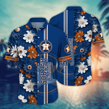 Houston Astros Striped Bloom Hawaiian - Adult & Kids T-Shirts, Sweatshirts & Hoodies apparel design preview 1