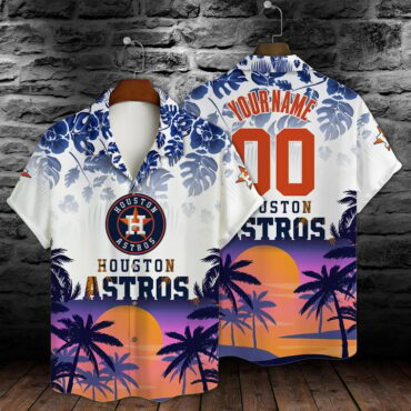 Houston Astros Sunset Paradise Custom Hawaiian - Adult & Kids T-Shirts, Sweatshirts & Hoodies apparel design preview 1