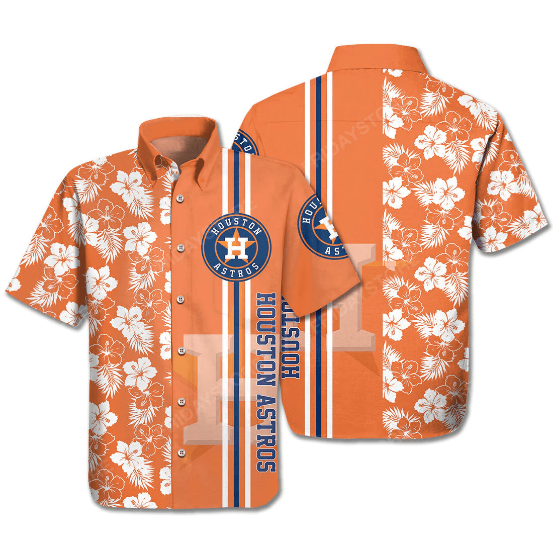 Houston Astros Trendy Hawaiian Logo Baseball Orange - Adult & Kids T-Shirts, Sweatshirts & Hoodies apparel design preview 1