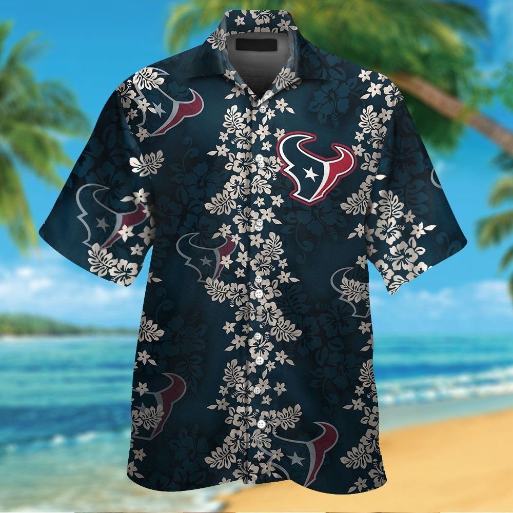 Houston Texans Short Sleeve Button Up Tropical - Adult & Kids T-Shirts, Sweatshirts & Hoodies apparel design preview 1