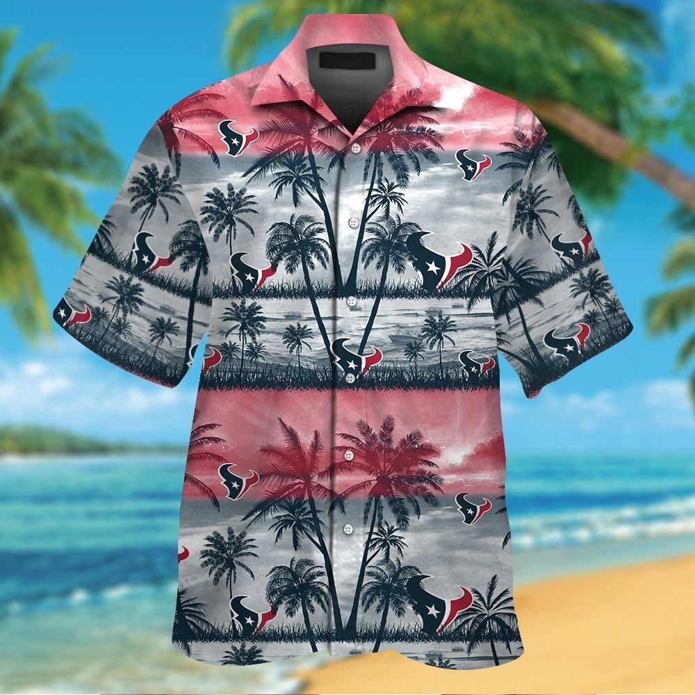 Houston Texans Short Sleeve Button Up Tropical - Adult & Kids T-Shirts, Sweatshirts & Hoodies apparel design preview 1
