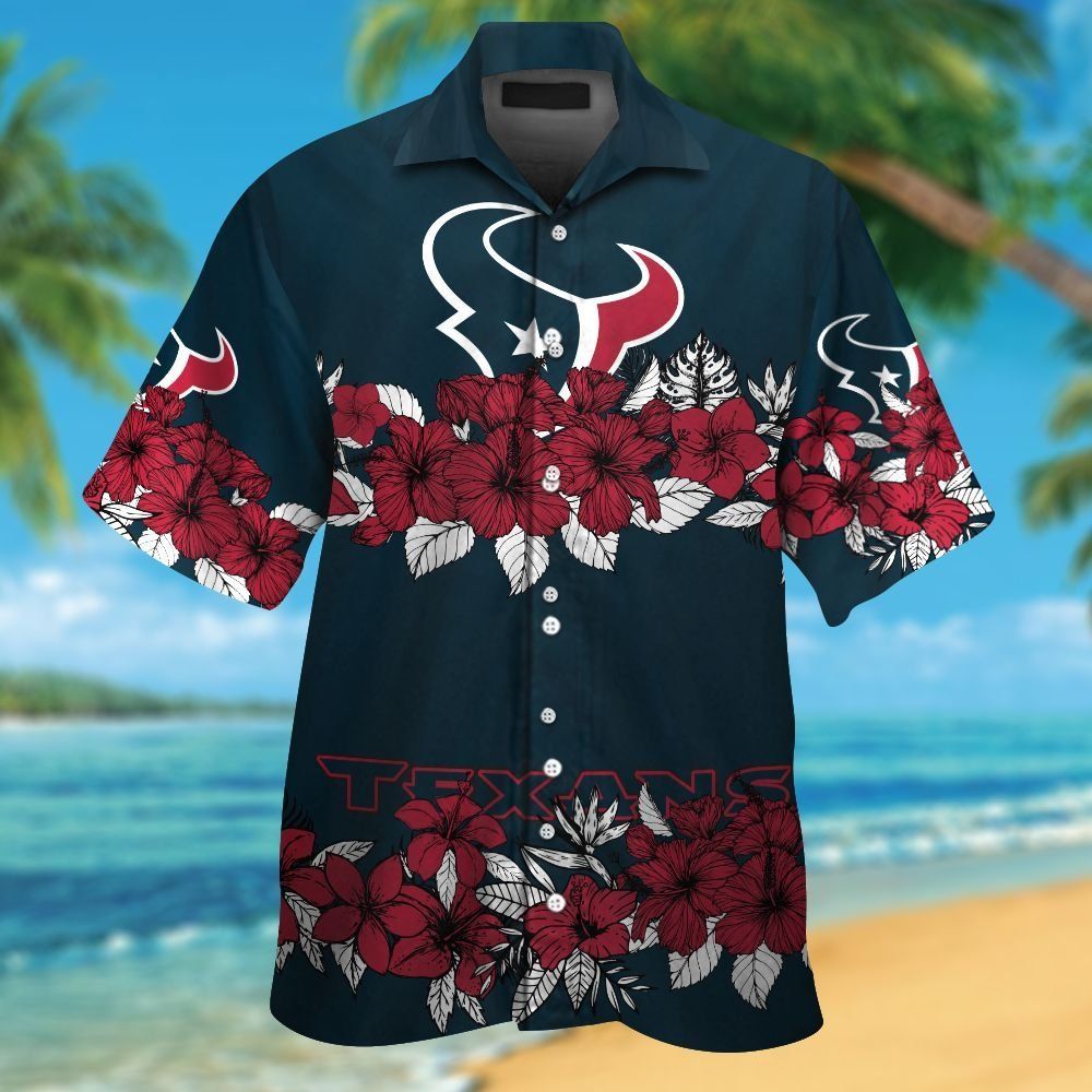 Houston Texans Short Sleeve Button Up Tropical - Adult & Kids T-Shirts, Sweatshirts & Hoodies apparel design preview 1