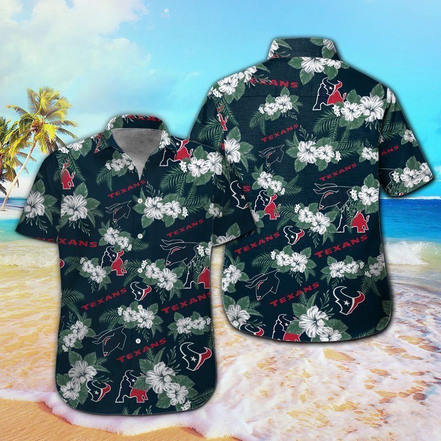 Houston Texans Short Sleeve Button Up Tropical - Adult & Kids T-Shirts, Sweatshirts & Hoodies apparel design preview 1