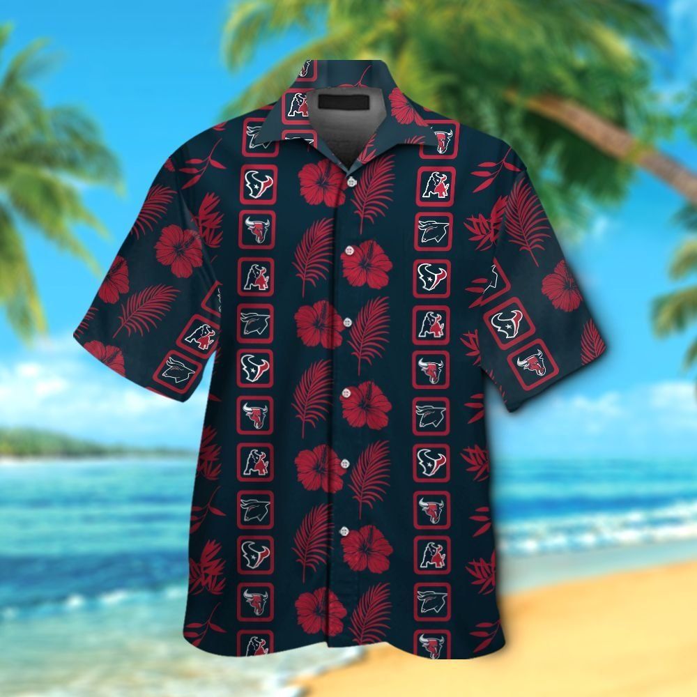 Houston Texans Short Sleeve Button Up Tropical - Adult & Kids T-Shirts, Sweatshirts & Hoodies apparel design preview 1