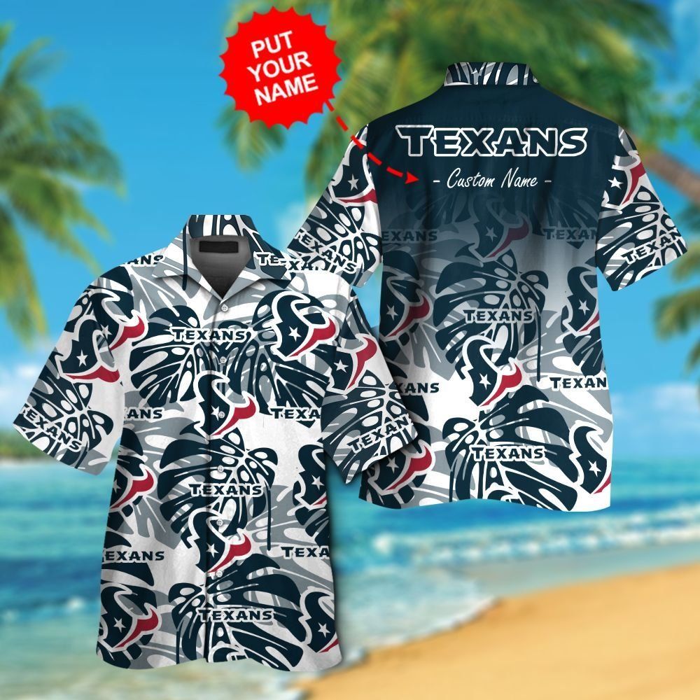 Houston Texans Short Sleeve Button Up Tropical - Adult & Kids T-Shirts, Sweatshirts & Hoodies apparel design preview 1