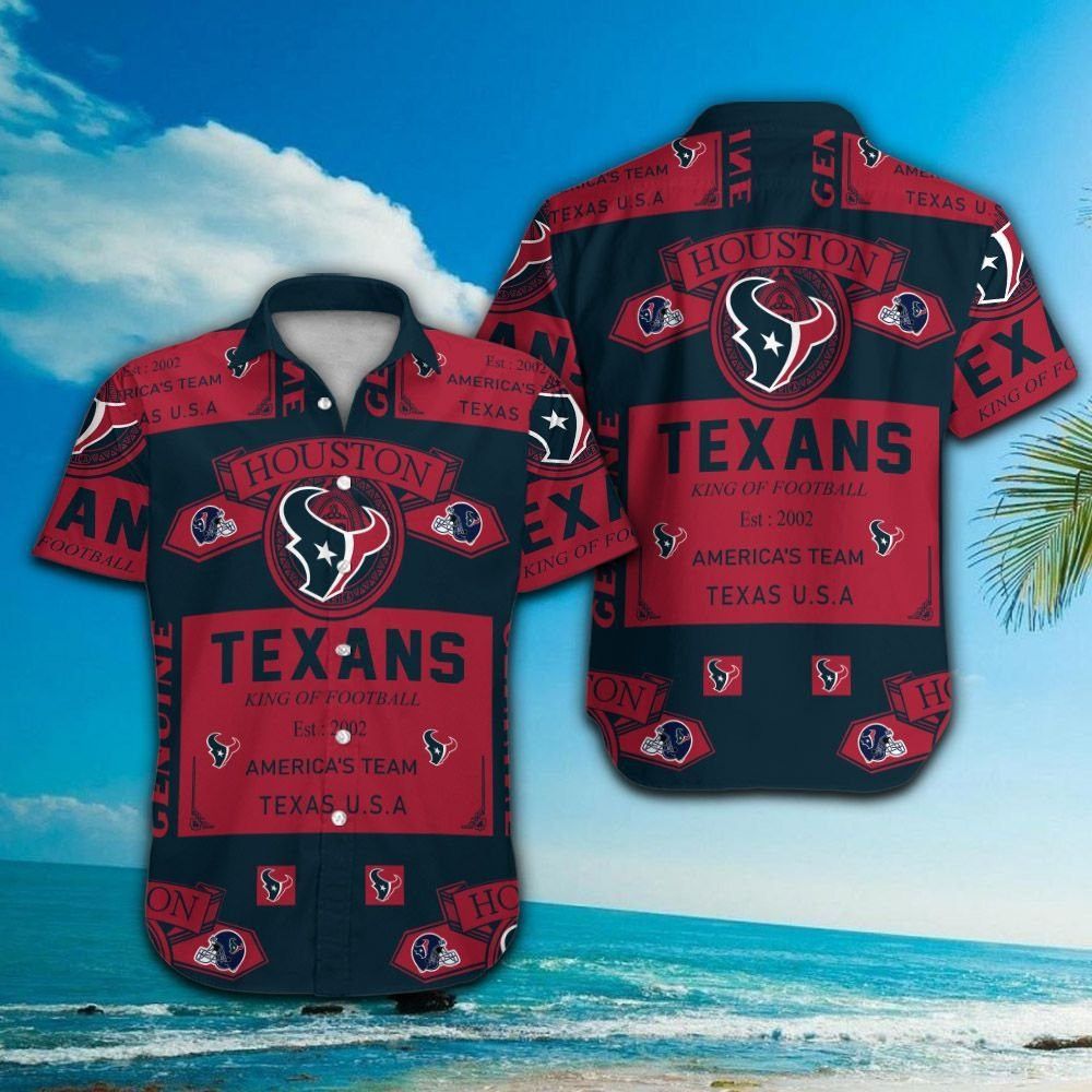 Houston Texans Short Sleeve Button Up Tropical - Adult & Kids T-Shirts, Sweatshirts & Hoodies apparel design preview 1