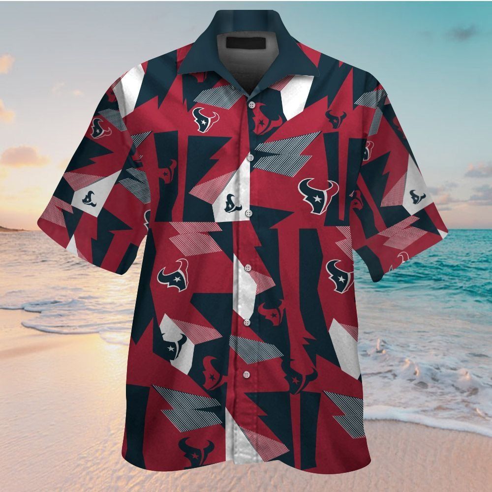 Houston Texans Short Sleeve Button Up Tropical - Adult & Kids T-Shirts, Sweatshirts & Hoodies apparel design preview 1