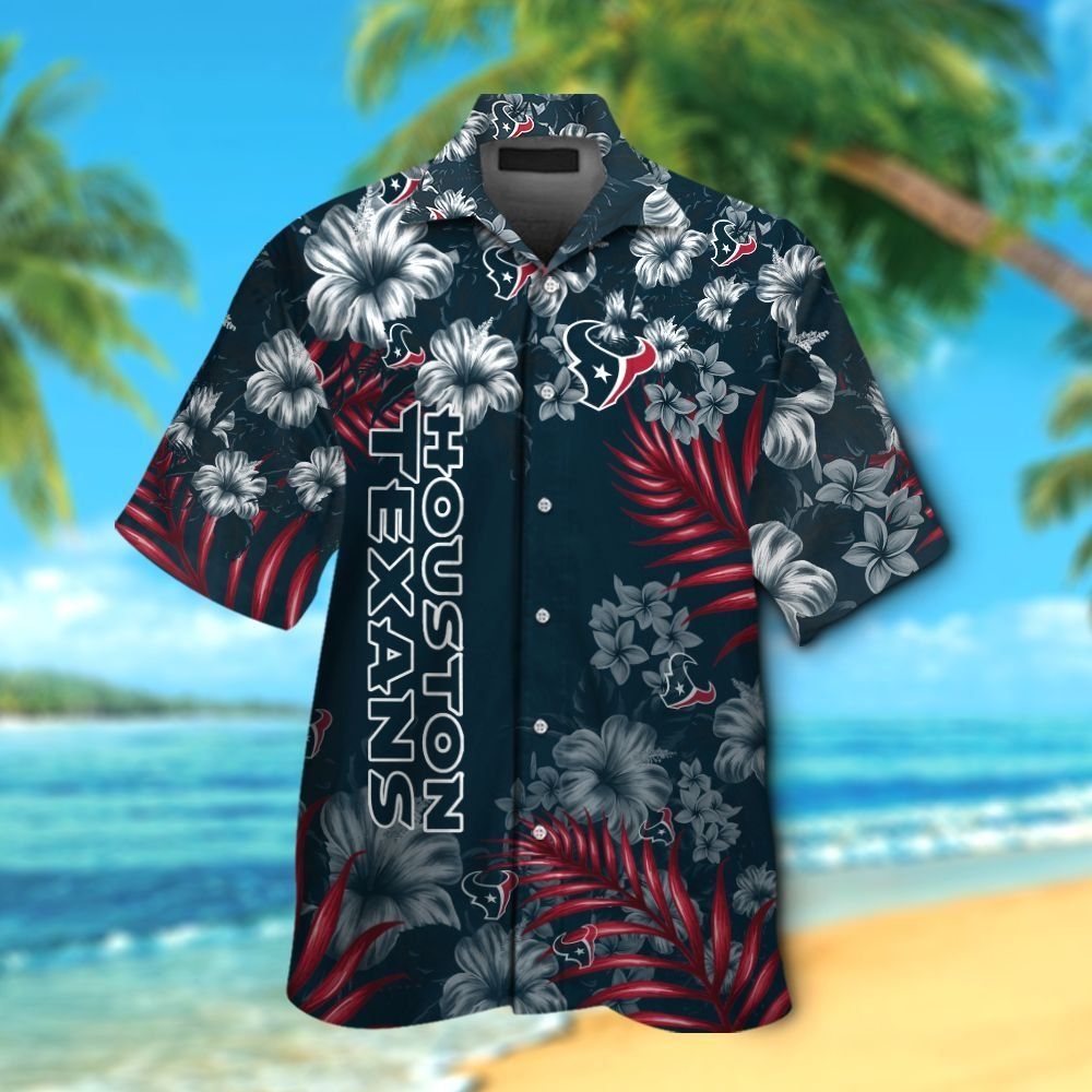 Houston Texans Short Sleeve Button Up Tropical - Adult & Kids T-Shirts, Sweatshirts & Hoodies apparel design preview 1