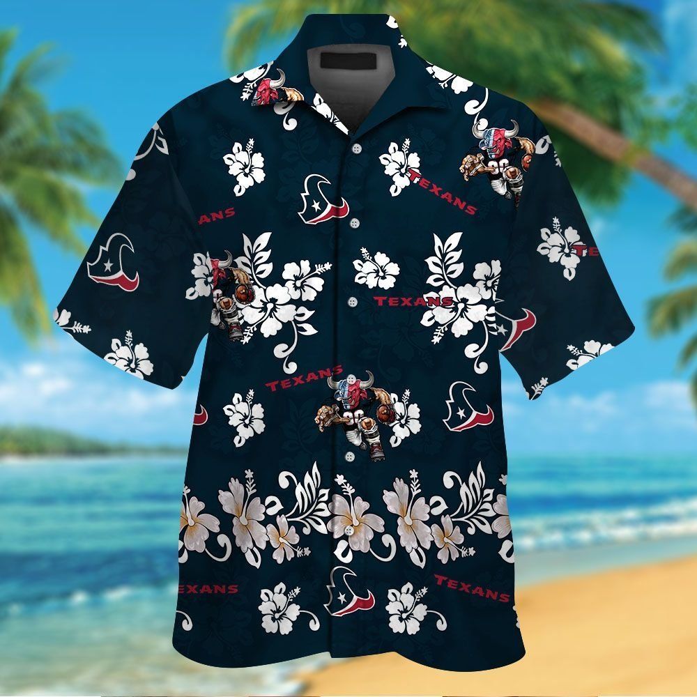 Houston Texans Short Sleeve Button Up Tropical - Adult & Kids T-Shirts, Sweatshirts & Hoodies apparel design preview 1