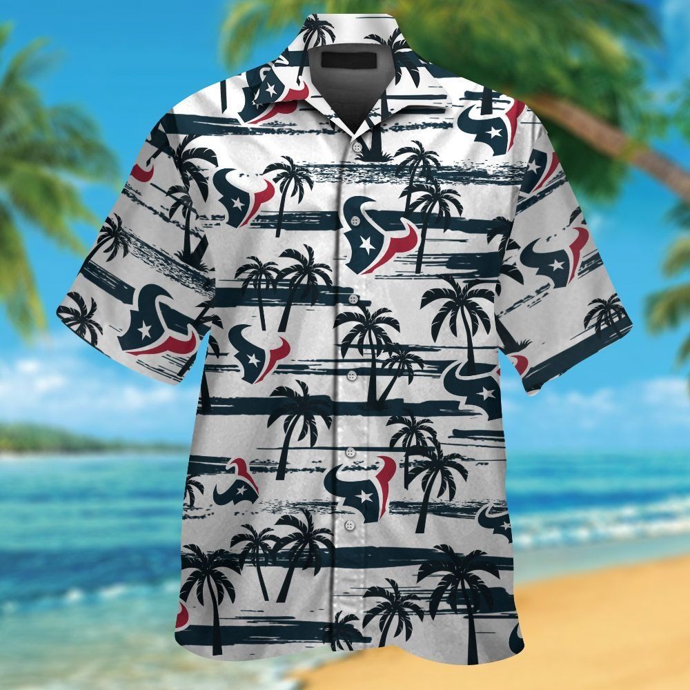 Houston Texans Short Sleeve Button Up Tropical - Adult & Kids T-Shirts, Sweatshirts & Hoodies apparel design preview 1