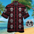 Houston Texansskull Short Sleeve Button Up Tropical - Adult & Kids T-Shirts, Sweatshirts & Hoodies apparel design preview 1