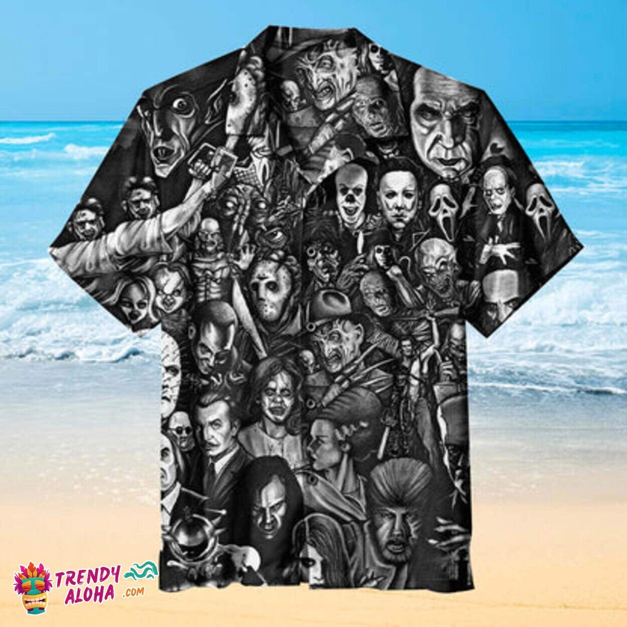 Iconic Horror Movie Collage Halloween Theme Hawaiian - Adult & Kids T-Shirts, Sweatshirts & Hoodies apparel design preview 1