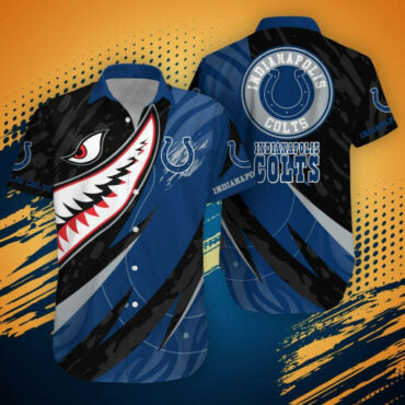 Indianapolis Colts Blue Rush Tropics Hawaiian - Adult & Kids T-Shirts, Sweatshirts & Hoodies apparel design preview 1