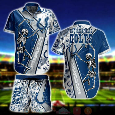 Indianapolis Colts Tropical Skeleton Hawaiian - Adult & Kids T-Shirts, Sweatshirts & Hoodies apparel design preview 1