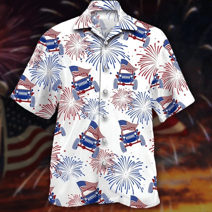 Jee Car Trendy Hawaiian Flag And Fireworks Beautiful - Adult & Kids T-Shirts, Sweatshirts & Hoodies apparel design preview 1