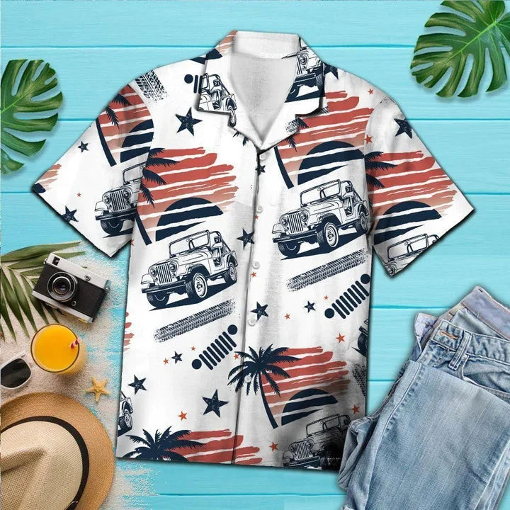 Jee Car Trendy Hawaiian On The Beach Black And White - Adult & Kids T-Shirts, Sweatshirts & Hoodies apparel design preview 1