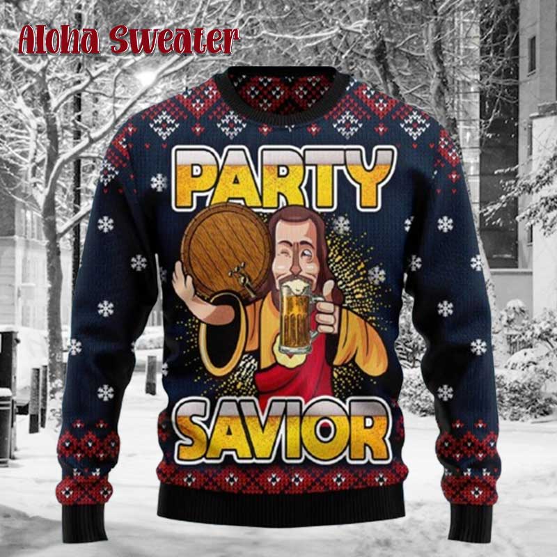 Jesus Riding Dinosaur Ugly Christmas Sweater - Holiday Gift product image 3