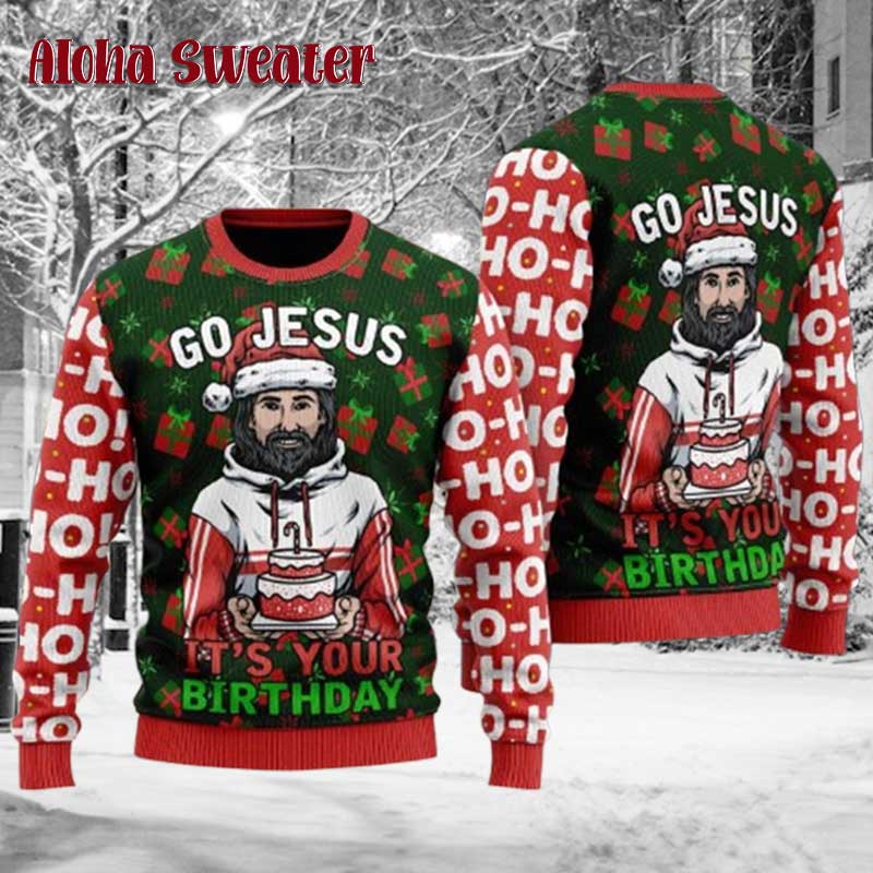 Jesus Riding Dinosaur Ugly Christmas Sweater - Holiday Gift product image 2