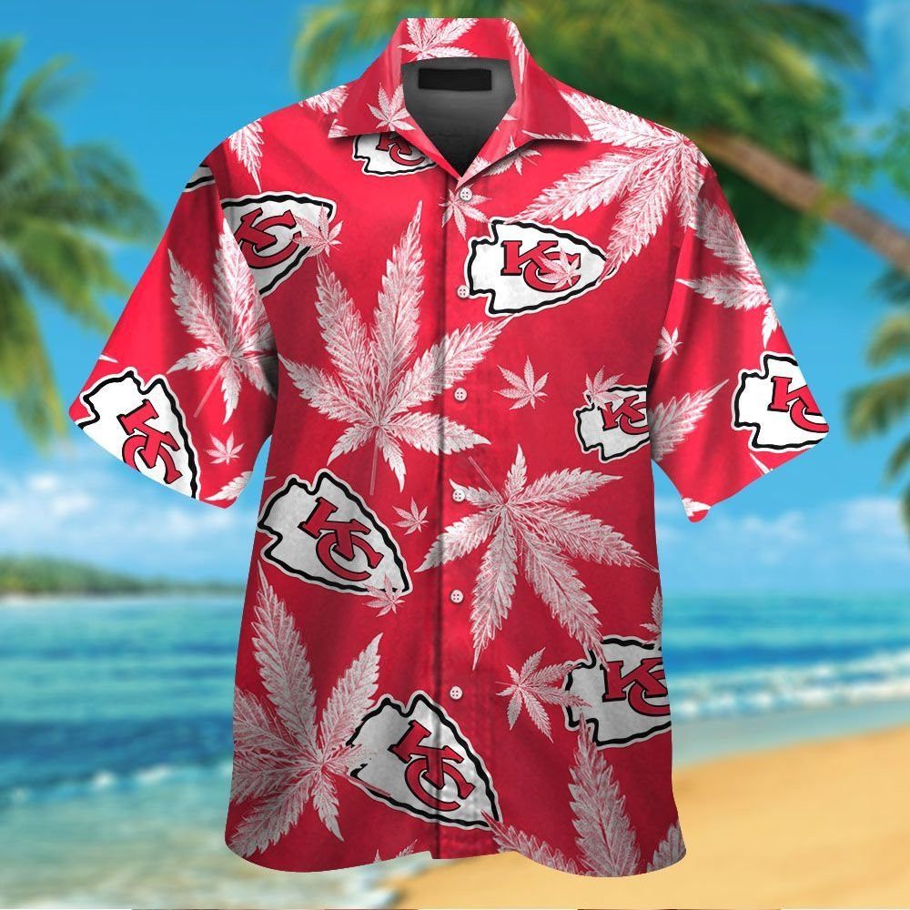 Kansas City Chiefs Short Sleeve Button Up Tropical - Adult & Kids T-Shirts, Sweatshirts & Hoodies apparel design preview 1