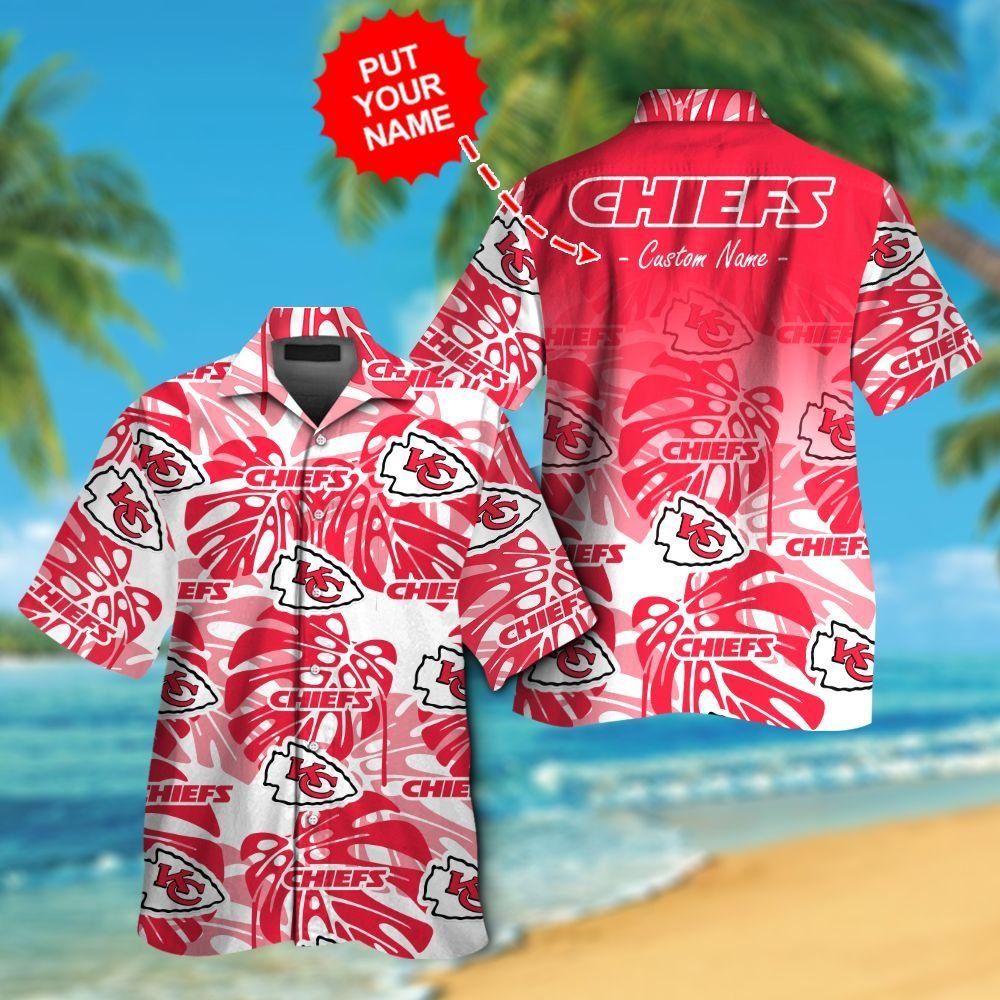 Kansas City Chiefs Short Sleeve Button Up Tropical - Adult & Kids T-Shirts, Sweatshirts & Hoodies apparel design preview 1