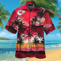 Kansas City Chiefs Short Sleeve Button Up Tropical - Adult & Kids T-Shirts, Sweatshirts & Hoodies apparel design preview 1
