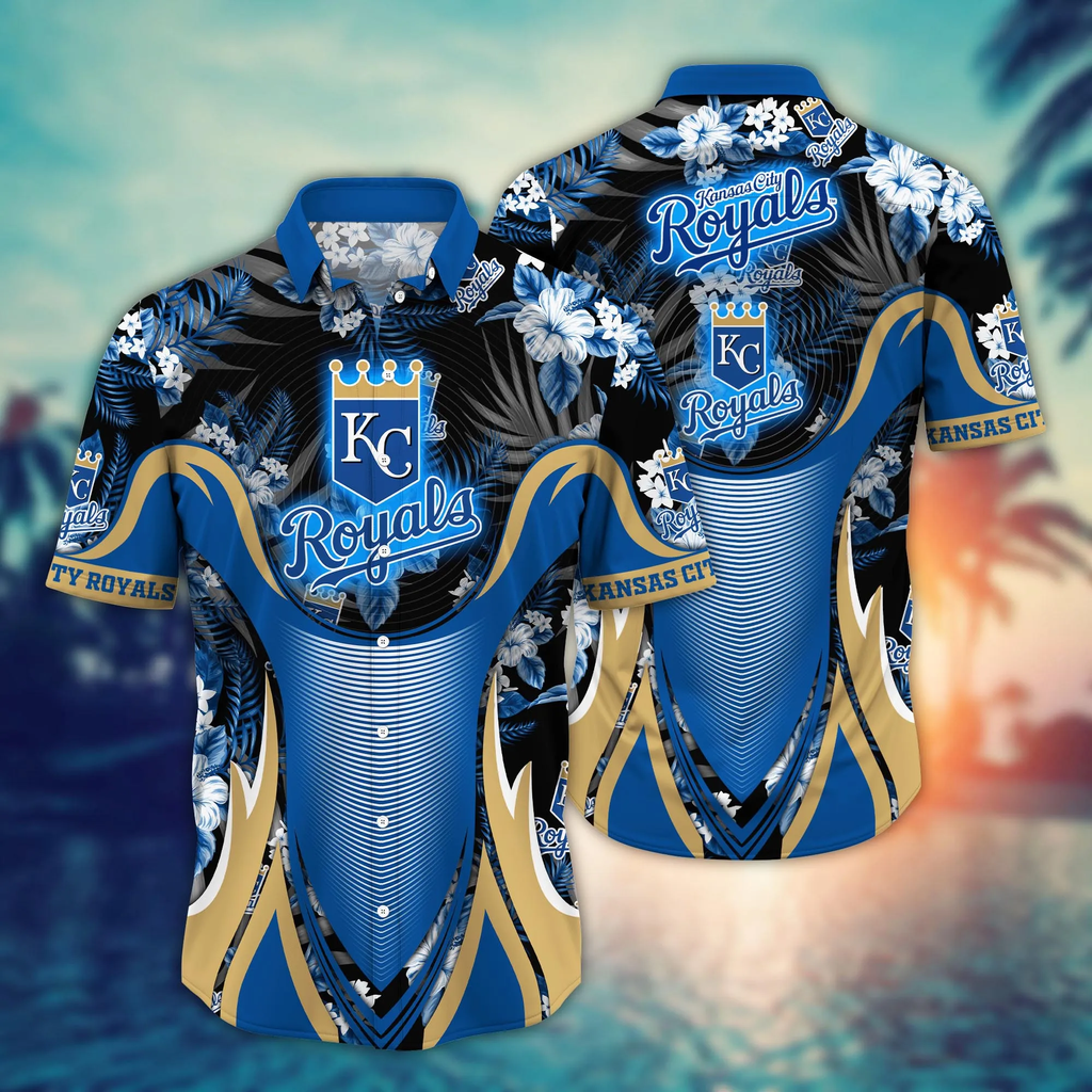 Kansas City Royals MLB Hawaiian Brightness Aloha - Adult & Kids T-Shirts, Sweatshirts & Hoodies apparel design preview 1