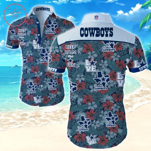 Keep Calm While Supporting Dallas Cowboys on Hawaiian - Adult & Kids T-Shirts, Sweatshirts & Hoodies apparel design preview 1