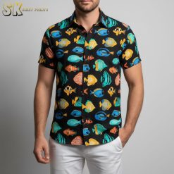 Tropical Fish Print Hawaiian Men's Button Down Short - Adult & Kids T-Shirts, Sweatshirts & Hoodies apparel design preview 1